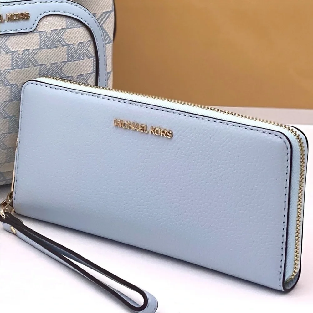 Michael Kors Large Continental Wallet Wristlet Vista Blue